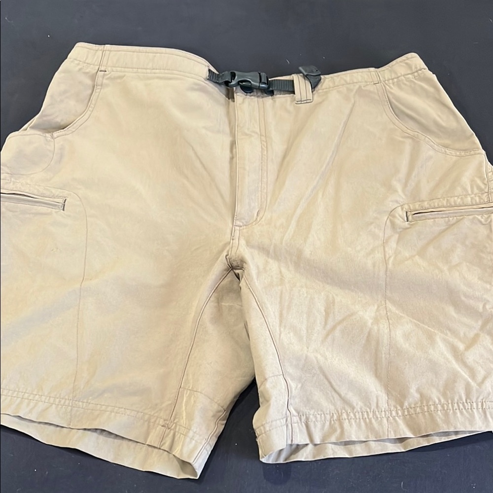 REI Tan Cargo Shorts with Adjustable Waistband and Relaxed Fit